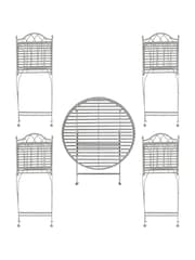 Charles Bentley Grey 5 Piece Garden Wrought Iron Bistro Set - Image 6 of 6