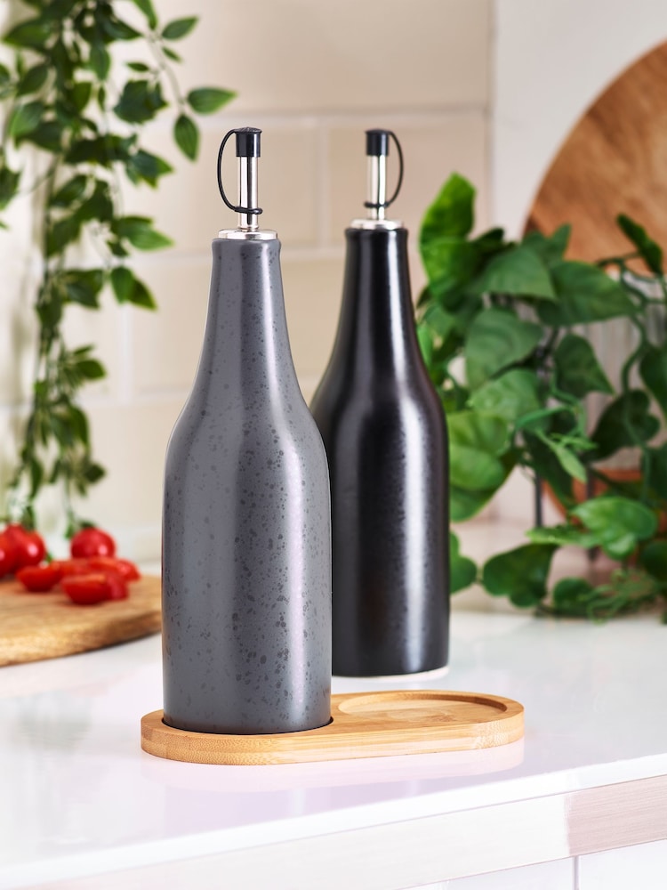 Black/Grey Set of 2 Oil Bottles Set of 2 Bronx Oil Bottles - Image 2 of 4