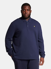 Lyle & Scott Navy Blue Plus Size Long Sleeve Polo Shirt - Image 1 of 5