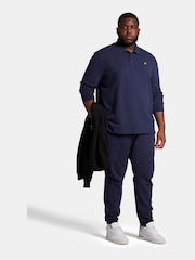 Lyle & Scott Navy Blue Plus Size Long Sleeve Polo Shirt - Image 3 of 5