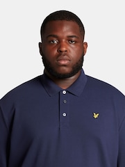 Lyle & Scott Navy Blue Plus Size Long Sleeve Polo Shirt - Image 4 of 5