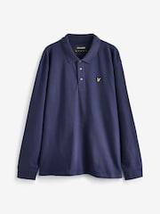 Lyle & Scott Navy Blue Plus Size Long Sleeve Polo Shirt - Image 5 of 5