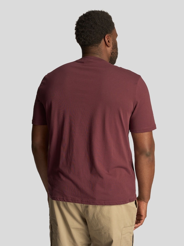 Lyle & Scott Burgundy Red 100% Cotton Big Crew Neck T-Shirt - Image 2 of 4
