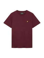 Lyle & Scott Burgundy Red 100% Cotton Big Crew Neck T-Shirt - Image 4 of 4