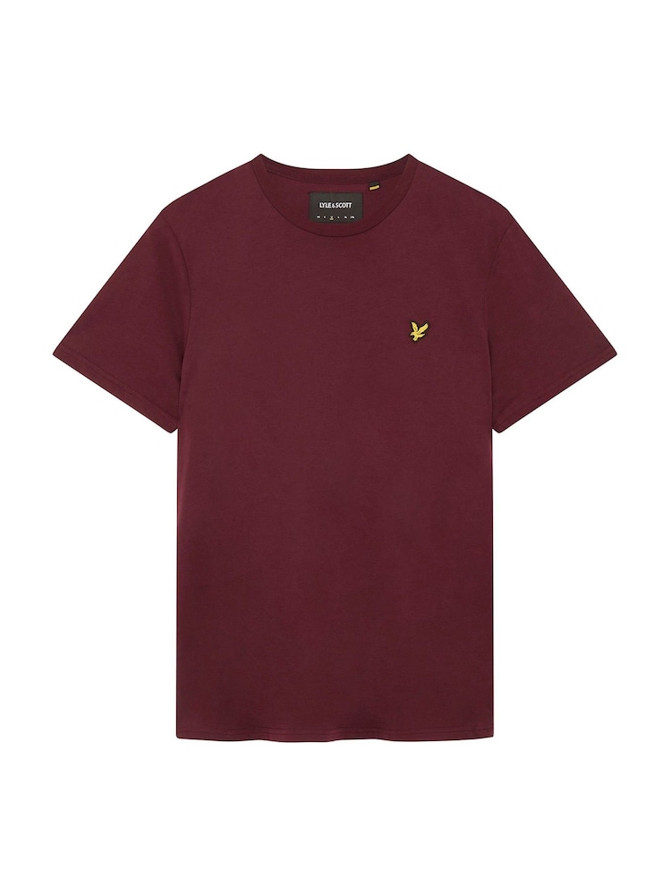 Lyle & Scott Burgundy Red 100% Cotton Big Crew Neck T-Shirt - Image 4 of 4