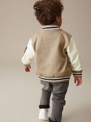 Tan Brown Letterman 100% Cotton Jacket (3mths-7yrs) - Image 2 of 10