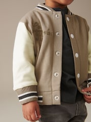 Tan Brown Letterman 100% Cotton Jacket (3mths-7yrs) - Image 3 of 10