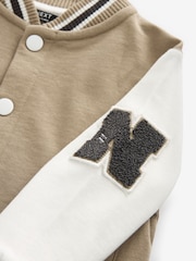 Tan Brown Letterman 100% Cotton Jacket (3mths-7yrs) - Image 8 of 10