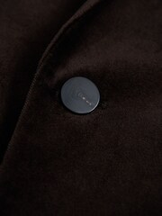 Reiss Chocolate Harlequin Chocolate Double Breasted Slim Fit Velvet Blazer - Image 8 of 9