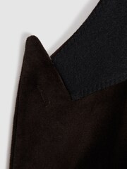 Reiss Chocolate Harlequin Chocolate Double Breasted Slim Fit Velvet Blazer - Image 9 of 9