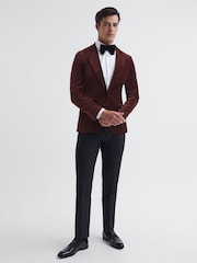 Reiss Dark Rose Apsara Slim Fit Single Breasted Velvet Blazer - Image 3 of 7
