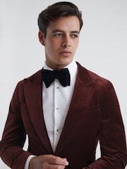 Reiss Dark Rose Apsara Slim Fit Single Breasted Velvet Blazer - Image 4 of 7