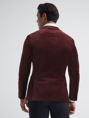 Reiss Dark Rose Apsara Slim Fit Single Breasted Velvet Blazer - Image 5 of 7