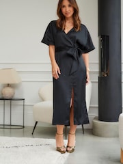 Myleene Klass Kimono Sleeve Satin Wrap Dress - Image 3 of 10