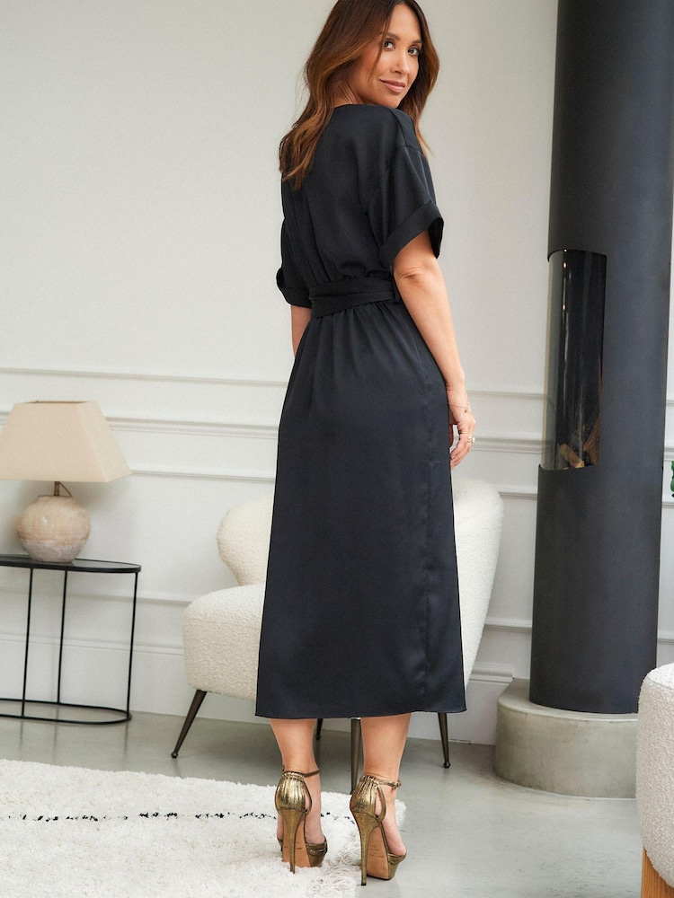 Myleene Klass Kimono Sleeve Satin Wrap Dress - Image 4 of 10