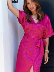 Myleene Klass Kimono Sleeve Satin Wrap Dress - Image 2 of 10