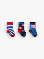Jojo Maman Bébé Navy 3-Pack London Bus Socks - Image 1 of 1