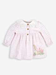 JoJo Maman Bébé Pink Peter Rabbit Gingham Appliqué Dress & Tights Set - Image 5 of 8