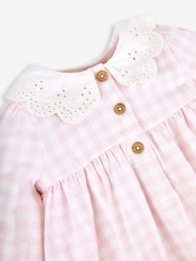 JoJo Maman Bébé Pink Peter Rabbit Gingham Appliqué Dress & Tights Set - Image 7 of 8