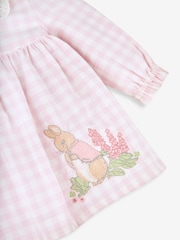 JoJo Maman Bébé Pink Peter Rabbit Gingham Appliqué Dress & Tights Set - Image 8 of 8