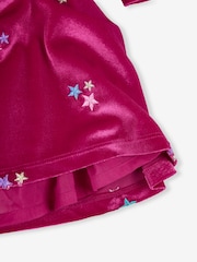 JoJo Maman Bébé Fuchsia Star Embroidered Velour Party Dress - Image 4 of 4