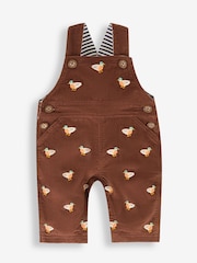 JoJo Maman Bébé Brown Duck Embroidered Cord Dungarees - Image 1 of 3