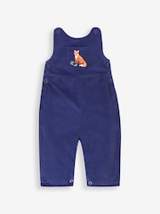 JoJo Maman Bébé Navy Blue Fox Embroidered Pocket Cord Dungarees - Image 1 of 3