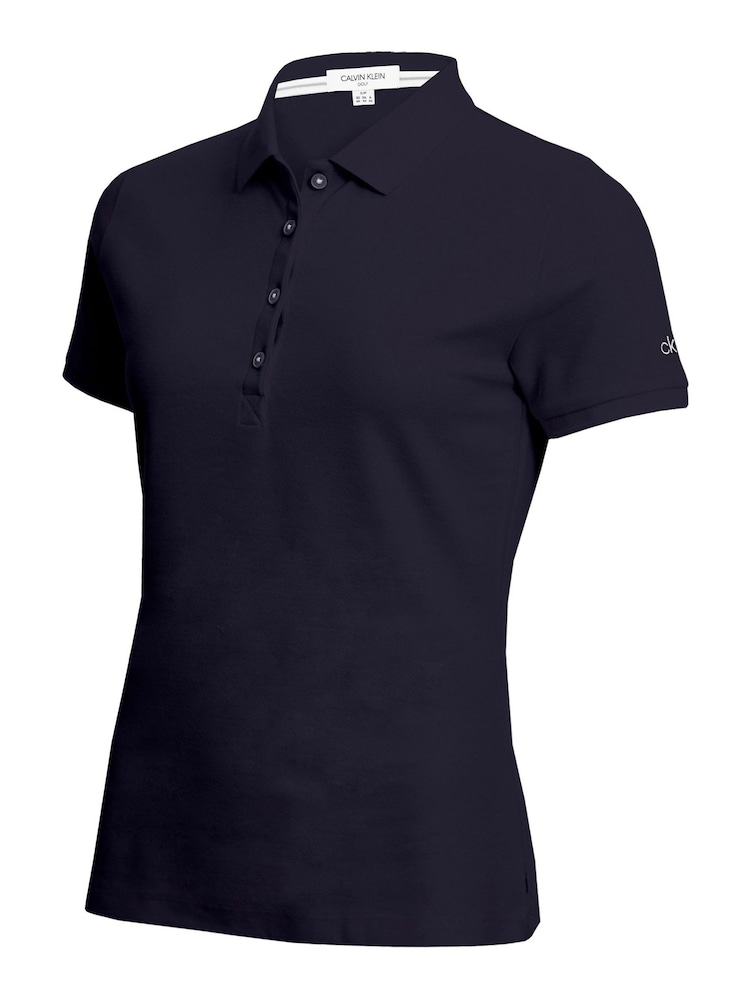 Calvin Klein Golf Blue Performance Cotton Pique Polo Shirt - Image 1 of 3