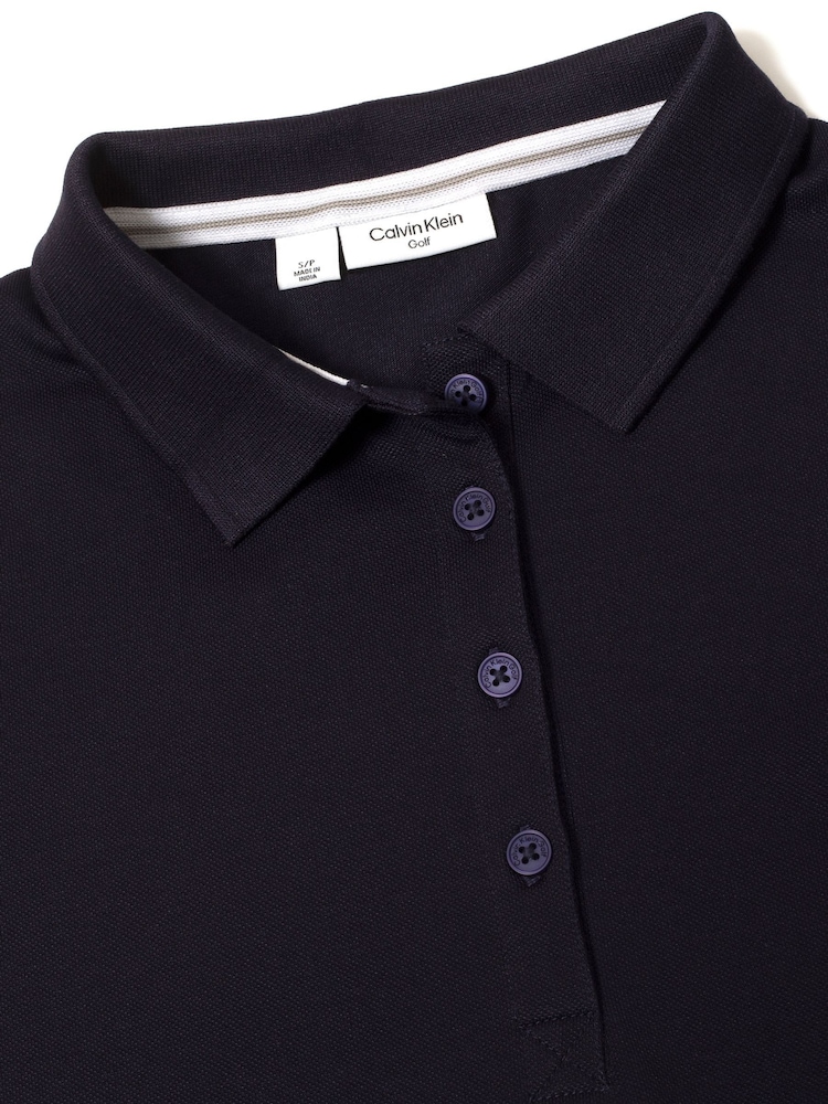 Calvin Klein Golf Blue Performance Cotton Pique Polo Shirt - Image 3 of 3