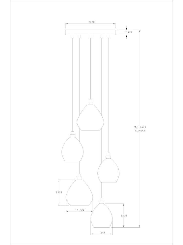Clear Bella 5 Light Cluster Ceiling Light - Image 7 of 7