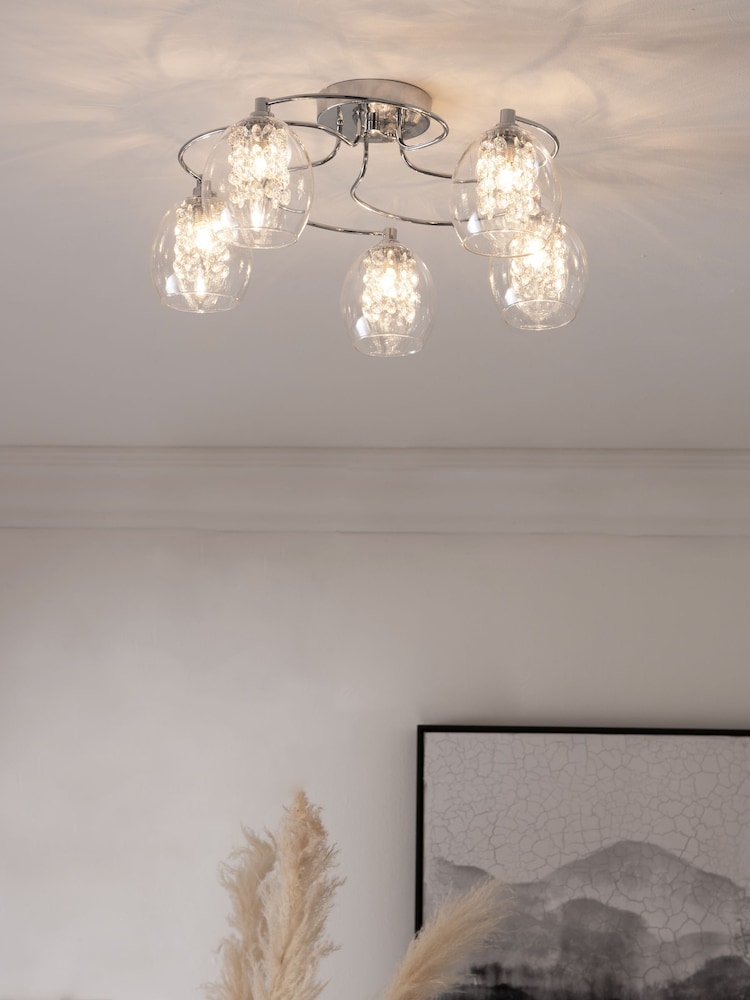 Clear Bella 5 Light Flush Fitting Ceiling Light - Image 1 of 6