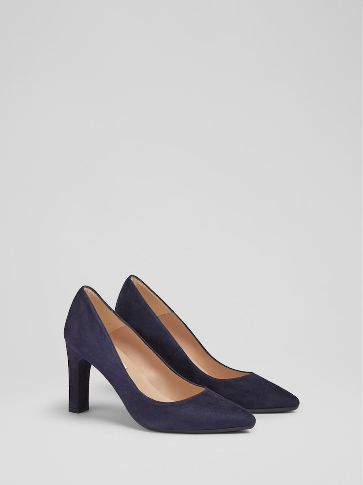 LK Bennett Blue Tess Suede Courts - Image 2 of 3