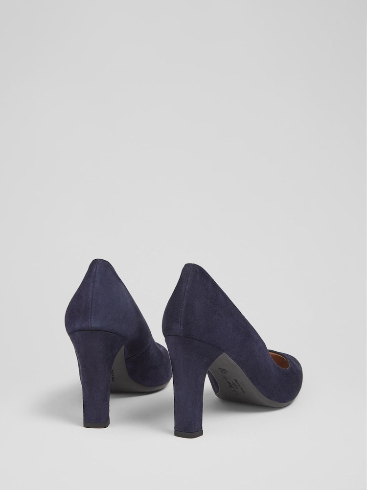 LK Bennett Blue Tess Suede Courts - Image 3 of 3