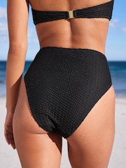 Black Crochet High Waist High Leg Bikini Bottoms - Image 4 of 6