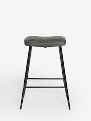 Set of 2 Monza Faux Leather Dark Grey Hamilton Quilted Kitchen Bar Stools - Image 2 of 5