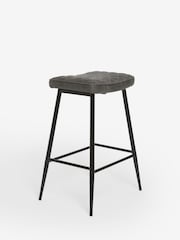 Set of 2 Monza Faux Leather Dark Grey Hamilton Quilted Kitchen Bar Stools - Image 3 of 5