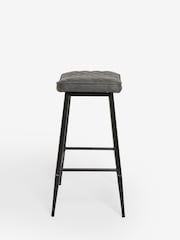 Set of 2 Monza Faux Leather Dark Grey Hamilton Quilted Kitchen Bar Stools - Image 6 of 7