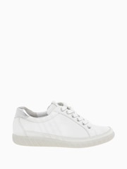 Gabor Womens White Amulet Argento Leather Trainers - Image 1 of 5