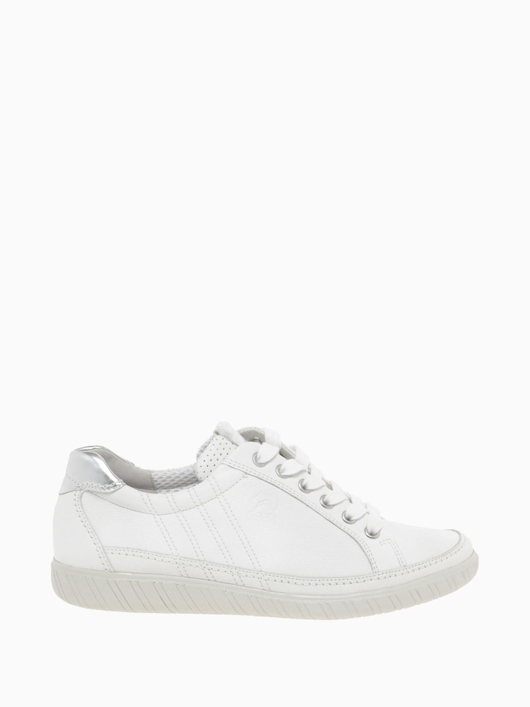 Gabor Womens White Amulet Argento Leather Trainers - Image 1 of 5