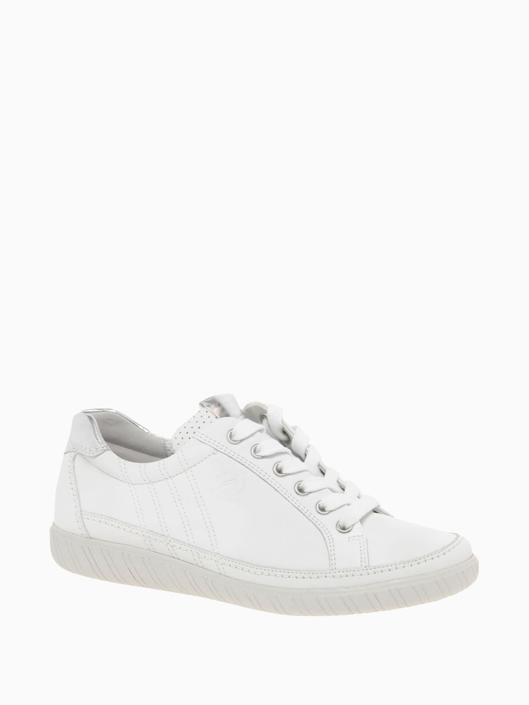 Gabor Womens White Amulet Argento Leather Trainers - Image 2 of 5