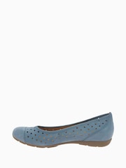 Gabor Womens Blue Ruffle Jeans Nubuck Ballerina Shoes - Image 1 of 5