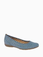 Gabor Womens Blue Ruffle Jeans Nubuck Ballerina Shoes - Image 2 of 5