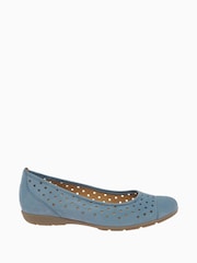 Gabor Womens Blue Ruffle Jeans Nubuck Ballerina Shoes - Image 3 of 5