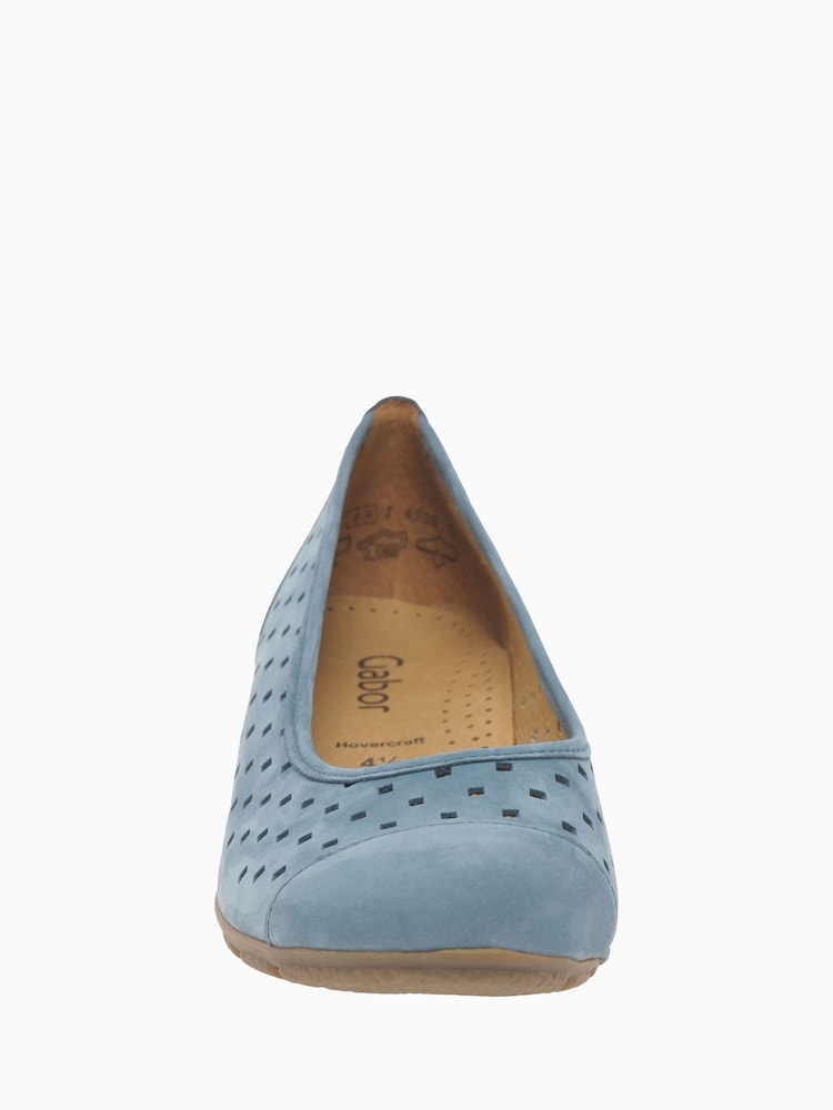 Gabor Womens Blue Ruffle Jeans Nubuck Ballerina Shoes - Image 5 of 5