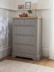 Grey Hampton Painted Oak Collection 5 Drawer Tall Chest Of Drawers - Image 1 of 7