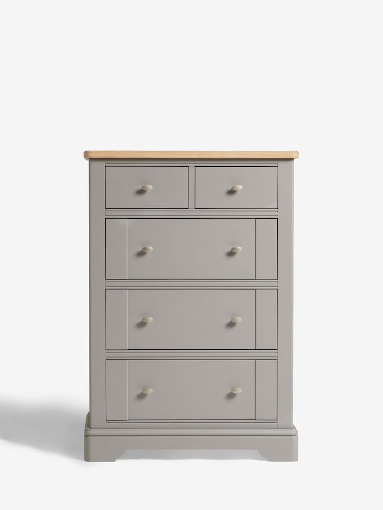 Grey Hampton Painted Oak Collection 5 Drawer Tall Chest Of Drawers - Image 2 of 7