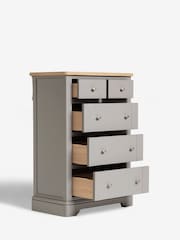 Grey Hampton Painted Oak Collection 5 Drawer Tall Chest Of Drawers - Image 5 of 7
