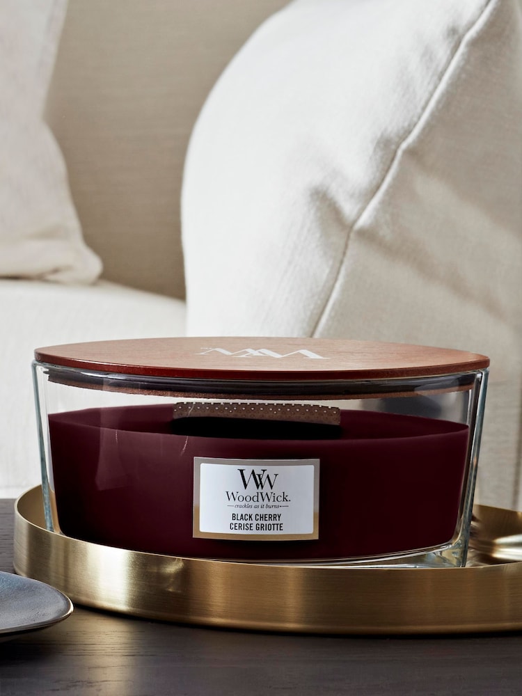 Woodwick Burgundy Red Ellipse Black Cherry Scented Candle - Image 1 of 2