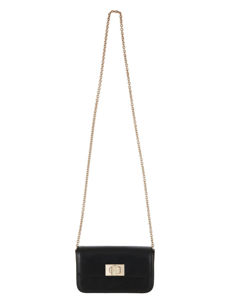 Черный - Черная кожаная сумка с длинным ремешком Furla 1927 - Image 1 of 3