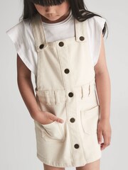 Reiss Ecru Loren Jr Denim Dungaree Dress - Image 2 of 5